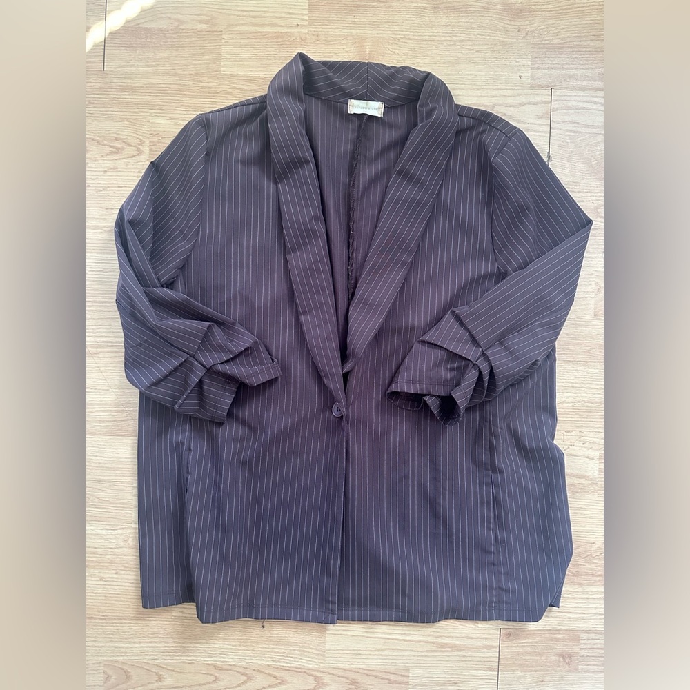 Altar'd State Women's Pinstripe Blazer - Dark Brown/Gray